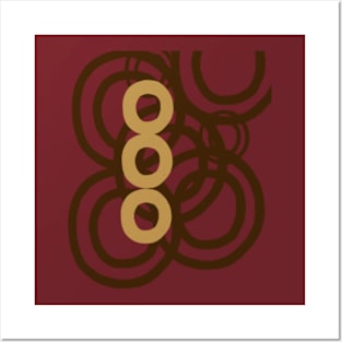 Circles and rings in gold and brown Posters and Art